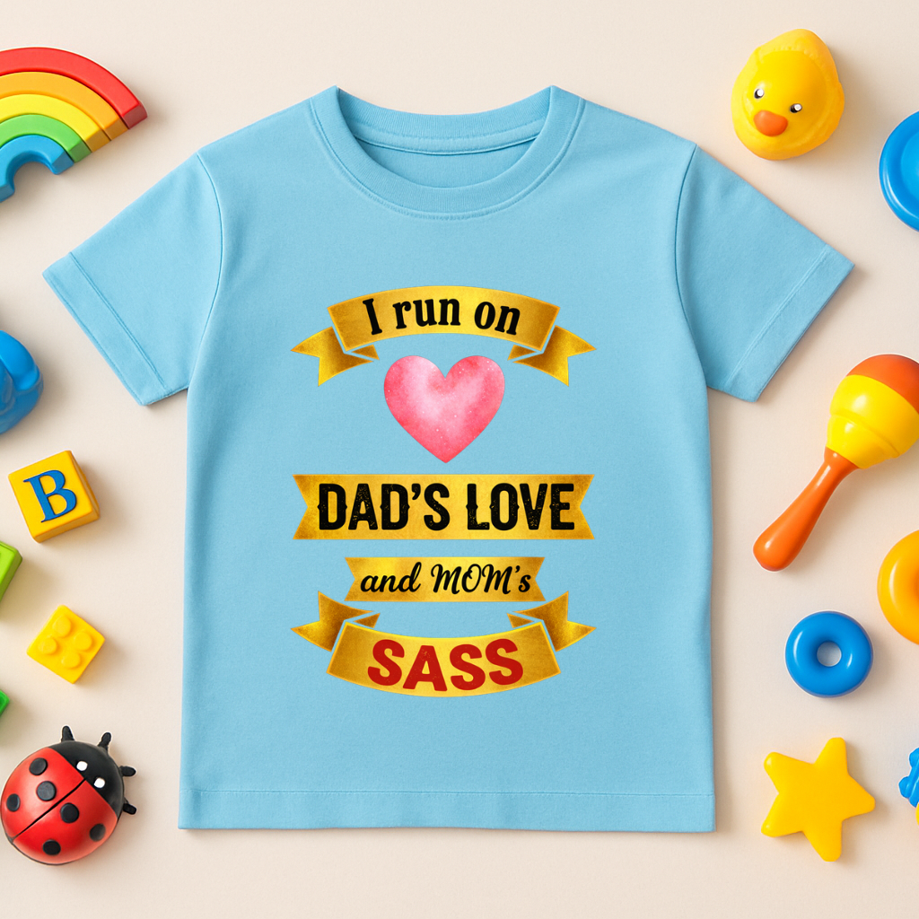 Dad's love & Mom's sass - round neck kids T-Shirt
