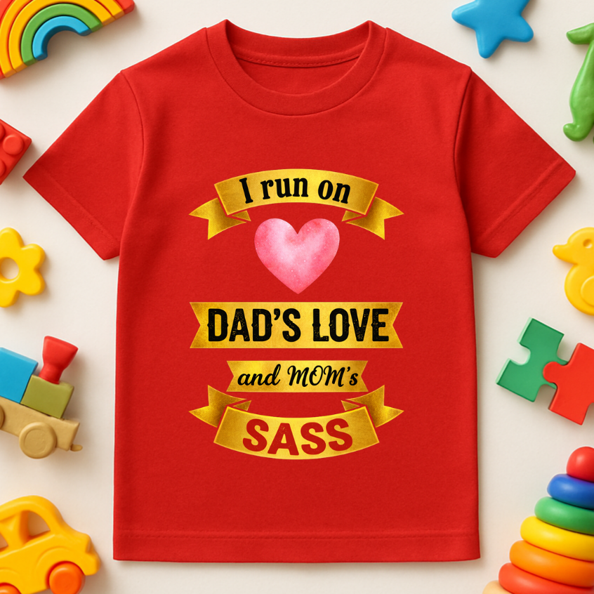 Dad's love & Mom's sass - round neck kids T-Shirt