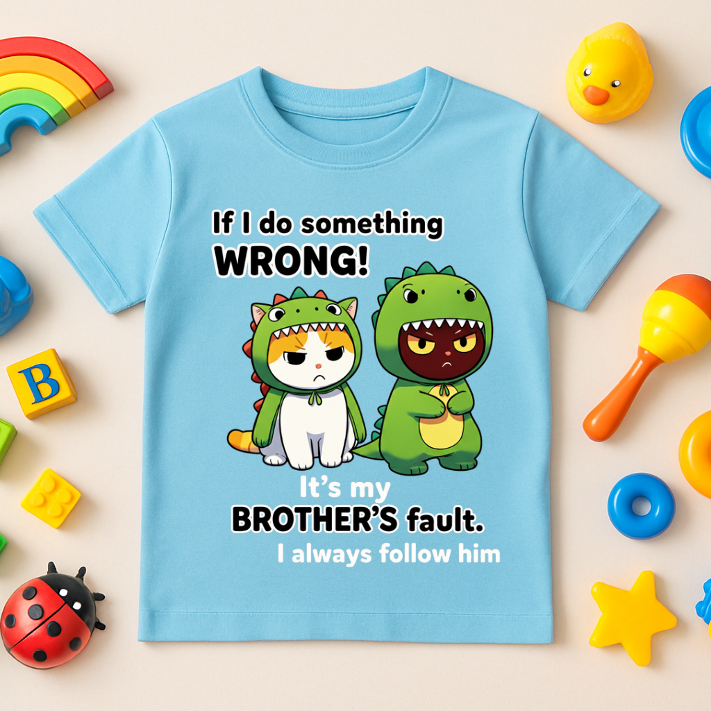 Brother's fault - round neck kids T-Shirt