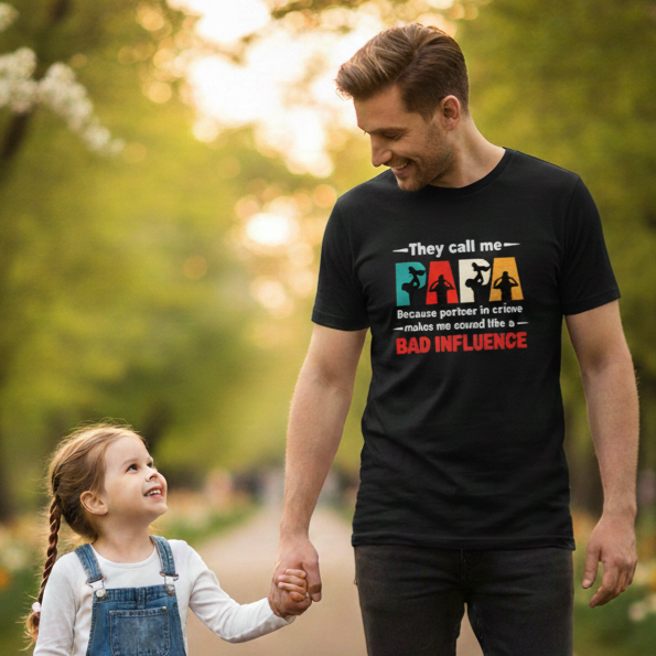 Papa Bad influence - round neck T-Shirt