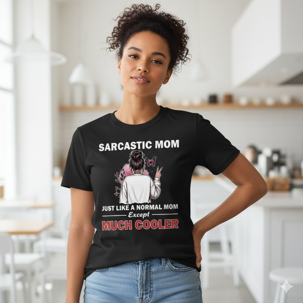 Sarcastic Mom - round neck T-Shirt