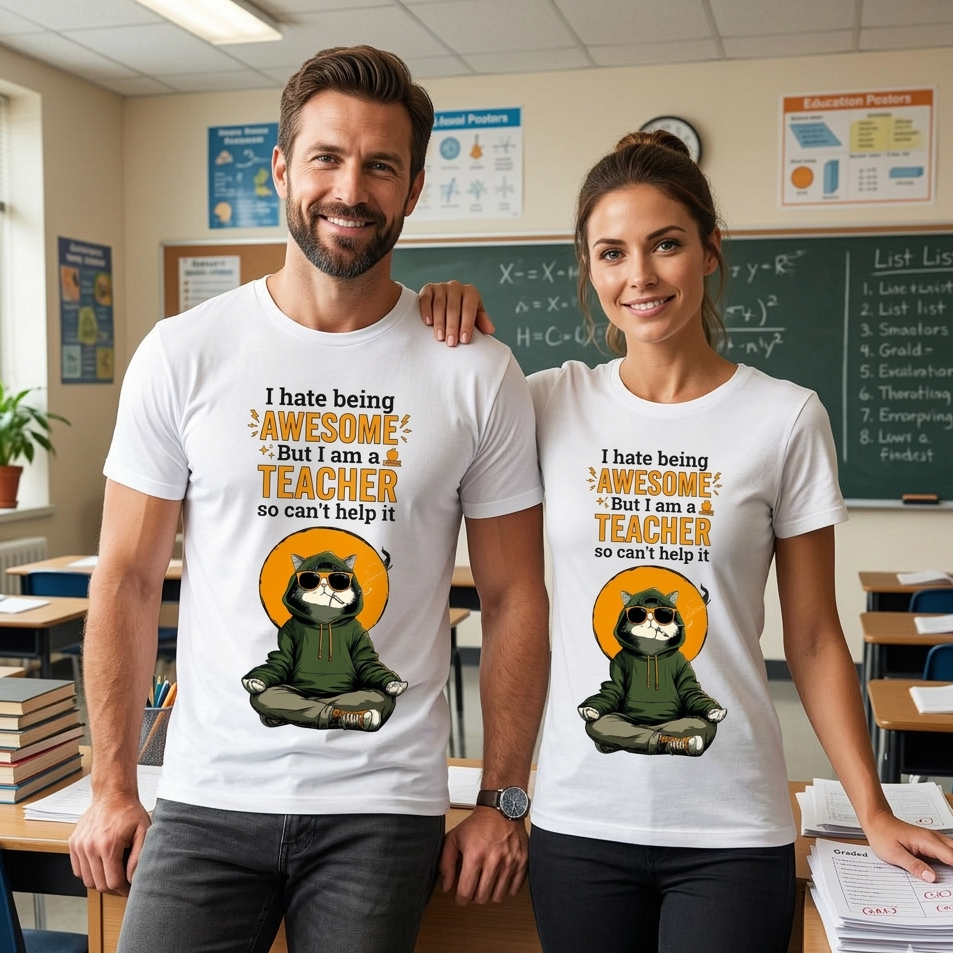Awesome Teacher - round neck T-Shirt
