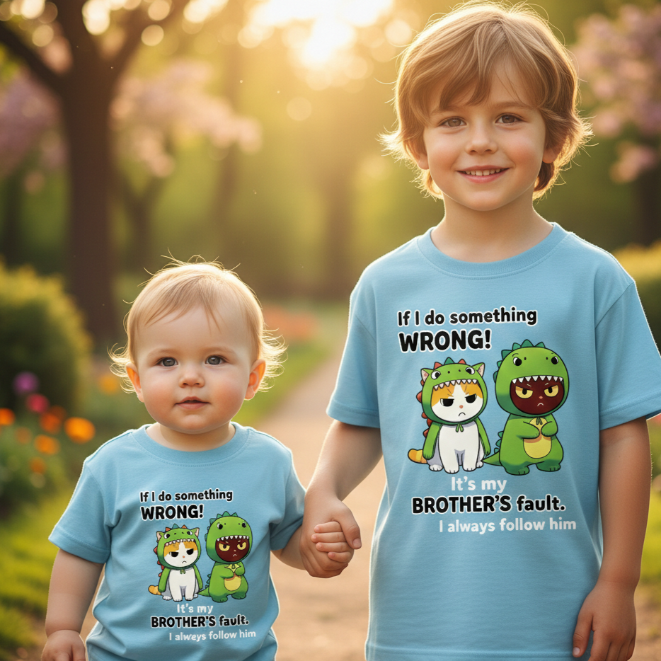 Brother's fault - round neck kids T-Shirt