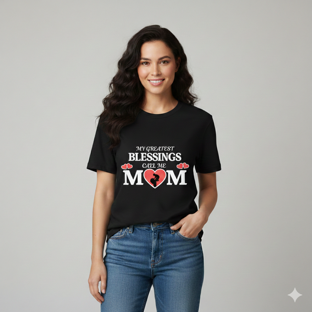 Greatest Blessings, Mom - round neck T-Shirt