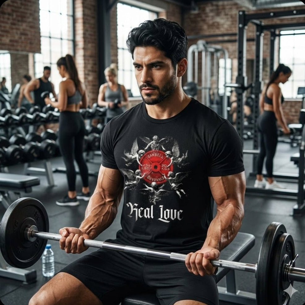 Gym real love - round neck T-Shirt
